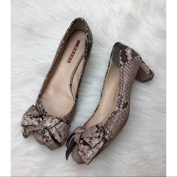 Prada Shoes - $398 Prada Snake Print With Bow Heels